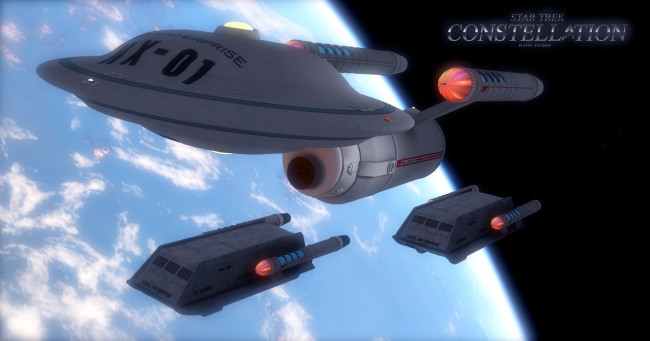 Обои картинки фото видео игры, star trek constellation, космический, корабль, полет, вселенная, планета