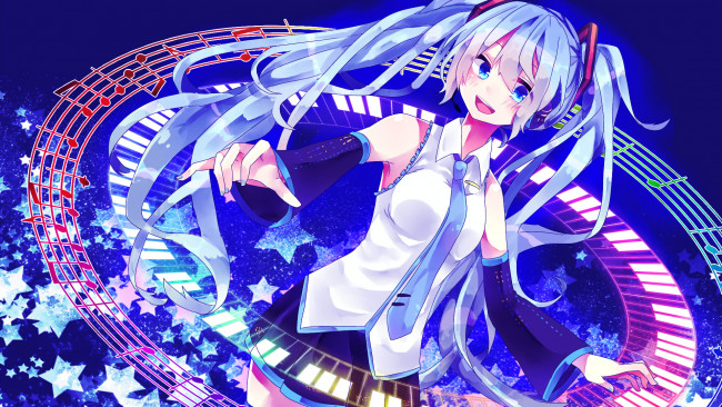 Обои картинки фото аниме, vocaloid, hatsune, miku, девочка, арт