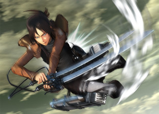 Картинка аниме shingeki+no+kyojin девушка