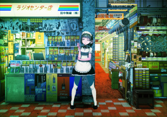 Картинка аниме город +улицы +здания девушка