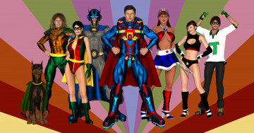 Картинка 3д+графика фантазия+ fantasy супермены фон взгляд девушки