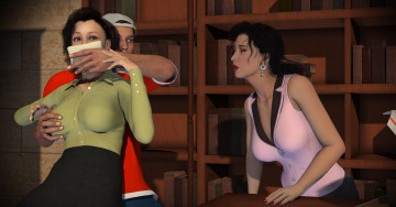 Картинка 3д+графика фантазия+ fantasy взгляд девушки библиотека фон