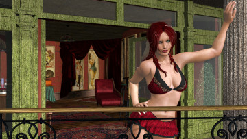 обоя 3д графика, люди , people, рыжая, девушка, фон, взгляд