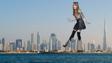 Картинка разное компьютерный+дизайн девушка взгляд фон город