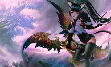 Картинка фэнтези существа девушка фон взгляд