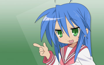 Картинка аниме lucky+star взгляд девушка фон