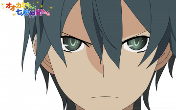 обоя аниме, ookami-san to shichinin no nakama-tachi, девушка, взгляд, фон