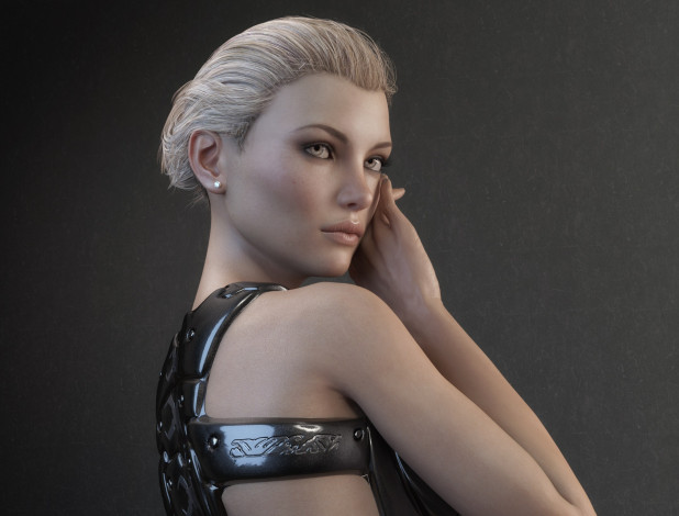 Обои картинки фото 3д графика, люди , people, взгляд, фон, девушка