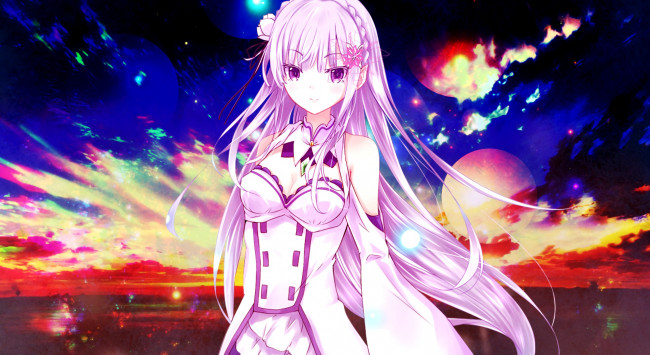 Обои картинки фото аниме, re,  zero kara hajimeru isekai seikatsu, фон, взгляд, девушка