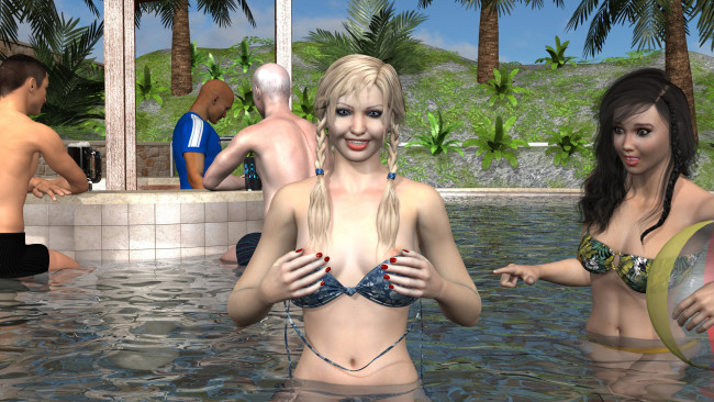 Обои картинки фото 3д графика, люди , people, фон, взгляд, девушки