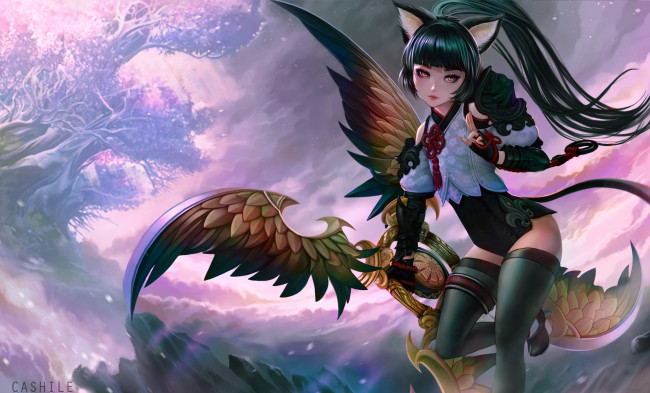 Обои картинки фото фэнтези, существа, девушка, фон, взгляд