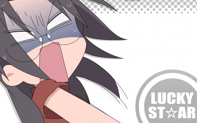 Обои картинки фото аниме, lucky star, фон, взгляд, девушка