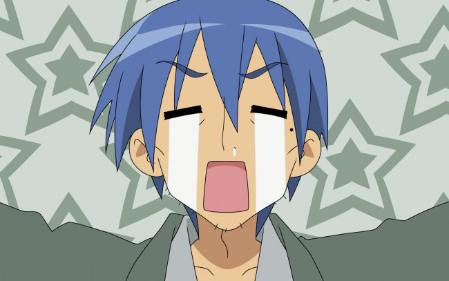 Обои картинки фото аниме, lucky star, фон, взгляд, девушка