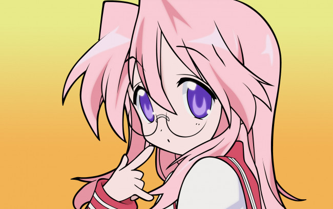 Обои картинки фото аниме, lucky star, фон, взгляд, девушка