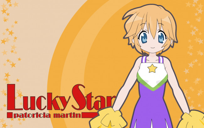 Обои картинки фото аниме, lucky star, фон, взгляд, девушка