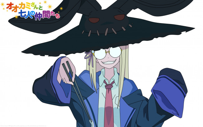 Обои картинки фото аниме, ookami-san to shichinin no nakama-tachi, девушка, взгляд, фон