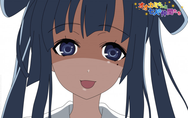 Обои картинки фото аниме, ookami-san to shichinin no nakama-tachi, девушка, взгляд, фон