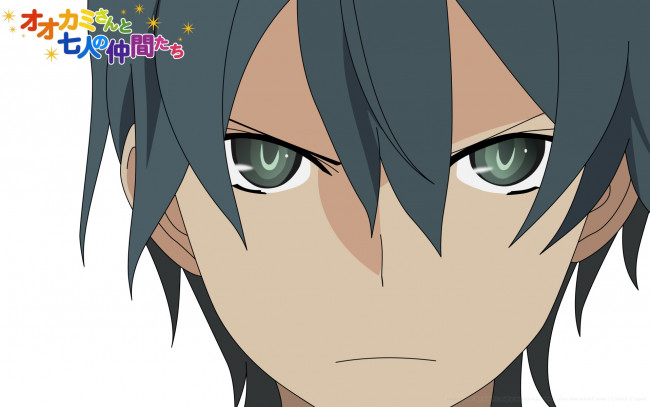 Обои картинки фото аниме, ookami-san to shichinin no nakama-tachi, девушка, взгляд, фон