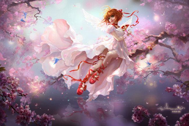 Обои картинки фото аниме, card captor sakura, kinomoto, sakura, card, captor