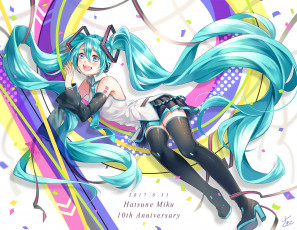 Картинка аниме vocaloid фон взгляд девушка