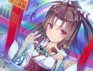 Картинка аниме kantai+collection взгляд девушка фон