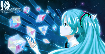 Картинка аниме vocaloid девушка фон взгляд