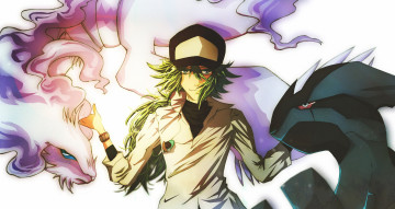 Картинка аниме pokemon reshiram покемон zekrom дракон тренер монстр