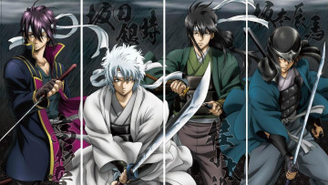 Картинка аниме gintama парни группа арт