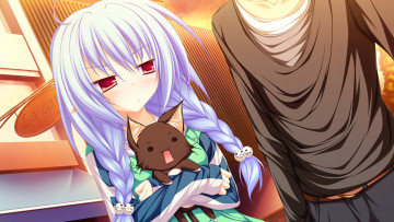 обоя аниме, lunaris filia, фон, взгляд, девушка