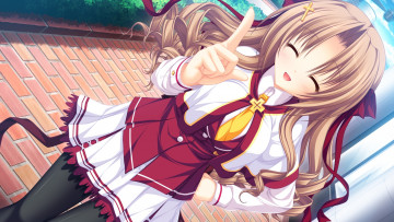 обоя аниме, lunaris filia, фон, взгляд, девушка