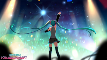 Картинка аниме vocaloid фон прическа стиль девушка