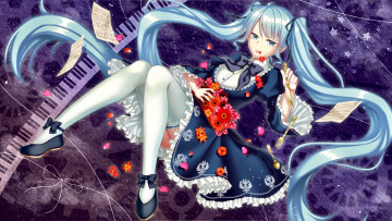 Картинка аниме vocaloid фон взгляд девушка