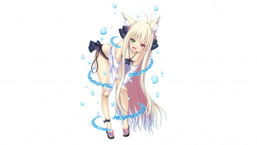 Картинка аниме животные +существа фон взгляд девушка