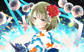 Картинка аниме idolm@ster фон взгляд девушка