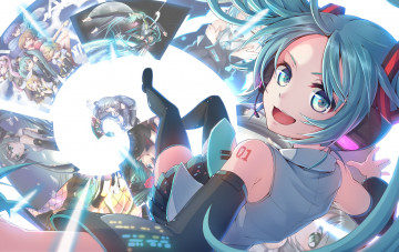 Картинка аниме vocaloid фон взгляд девушка