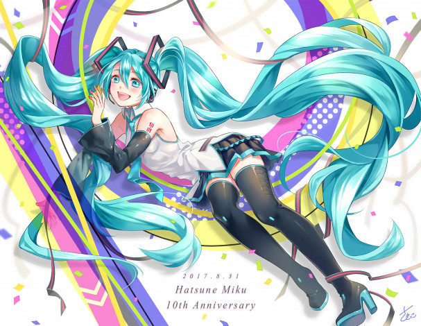 Обои картинки фото аниме, vocaloid, фон, взгляд, девушка