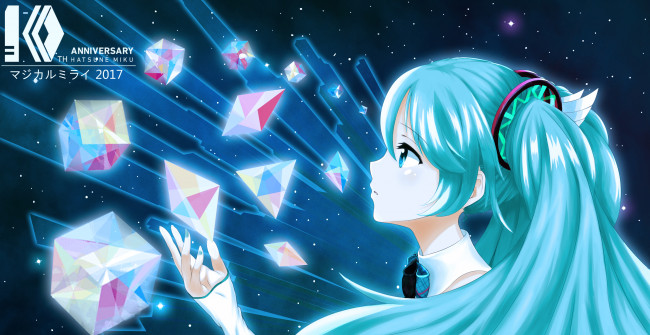 Обои картинки фото аниме, vocaloid, девушка, фон, взгляд