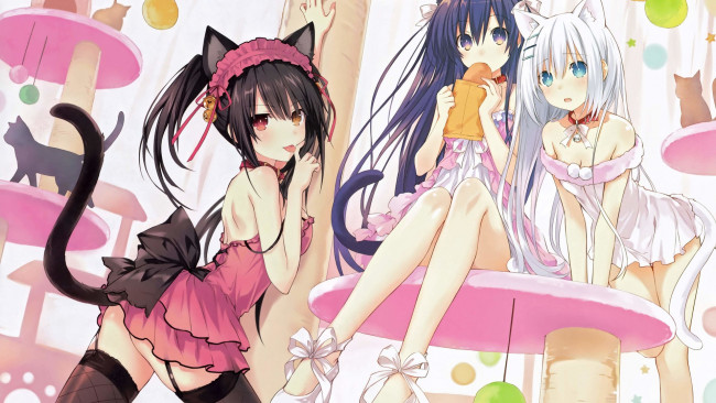 Обои картинки фото аниме, date a live, девушка, взгляд, фон