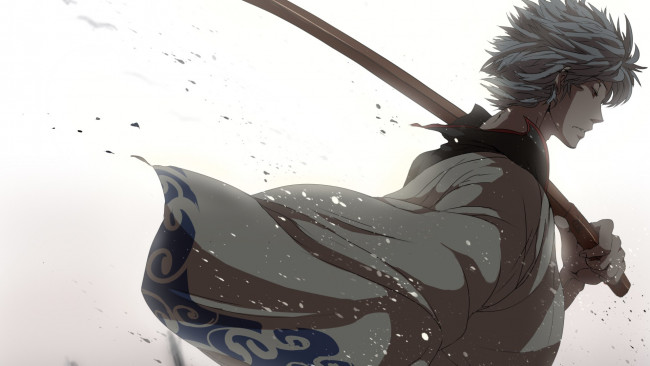 Обои картинки фото аниме, gintama, арт, парень