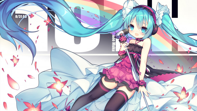 Обои картинки фото аниме, vocaloid, взгляд, фон, девушка