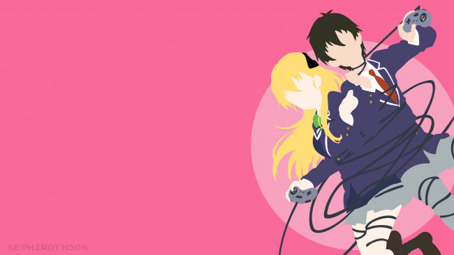 Обои картинки фото gamers, аниме, девушка, фон, взгляд