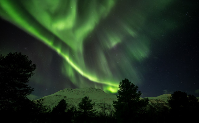 Обои картинки фото природа, северное сияние, простор