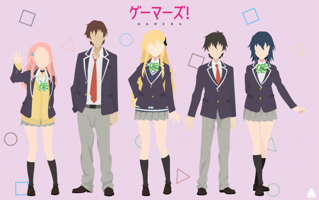 Обои картинки фото аниме, gamers, девушки, фон, взгляд