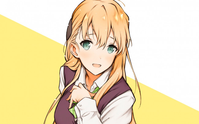 Обои картинки фото аниме, gamers, фон, девушка, взгляд