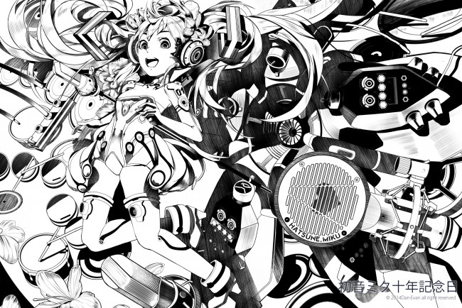 Обои картинки фото аниме, vocaloid, стиль, девушка, фон, прическа