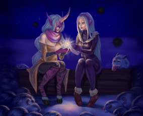 Картинка видео+игры league+of+legends девушки бревно огонек существа сорака