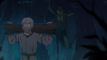 Картинка фэнтези нежить зыбочник нечисть мужик лес