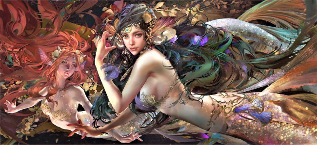 Обои картинки фото фэнтези, русалки, девушки