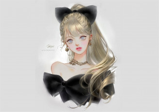 Картинка рисованное люди девушка лицо бант украшения