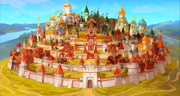 Картинка мультфильмы три+богатыря+и+конь+на+троне киев город